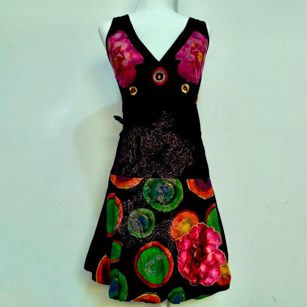 Desigual v neck balloon dress